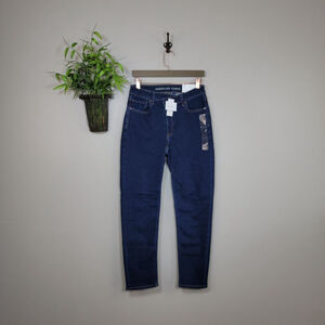 NEW American Eagle Mom Hi V Rise Jeans Dark Ink Blue Tapered Leg Relaxed AE 6